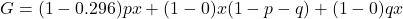 \[G = (1-0.296)px + (1-0)x(1-p-q) + (1-0)qx\]