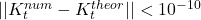 ||K_t^{num} - K_t^{theor}|| < 10^{-10}