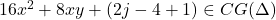 16x^2 + 8xy + (2j-4 + 1)\in CG(\Delta)