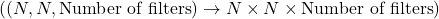 ((N, N, \text{Number of filters}) \rightarrow N \times N \times \text{Number of filters})