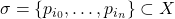 \sigma = \{p_{i_0}, \dots, p_{i_n}\} \subset X