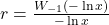 r = \frac{W_{-1}(-\ln x)}{-\ln x}