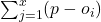 \sum_{j=1}^{x} (p - o_{i})