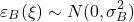 \begin{equation*}\varepsilon_B(\xi) \sim N(0,\sigma_B^2)\end{equation*}