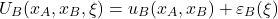 \begin{equation*}U_B(x_A,x_B, \xi) = u_B(x_A,x_B) + \varepsilon_B(\xi)\end{equation*}