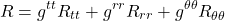 \begin{equation*}R = g^{tt} R_{tt} + g^{rr} R_{rr} + g^{\theta \theta} R_{\theta \theta}\end{equation*}