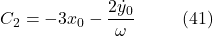 \[C_2 = -3x_0 - \frac{2\dot{y}_0}{\omega} \hspace{10mm} \text{(41)}\]