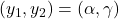 (y_1,y_2) = (\alpha, \gamma)