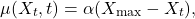 \[\mu(X_t, t) = \alpha (X_{\max} - X_t),\]