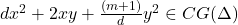 dx^2+2xy+\frac{(m+1)}{d} y^2\in CG(\Delta)