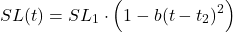 \begin{equation*}SL(t) = SL_1 \cdot \Big( 1 - b (t - t_2)^2 \Big)\end{equation*}