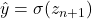 \hat{y} = \sigma(z_{n+1})