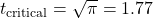 t_{\text{critical}} = \sqrt{\pi} = 1.77