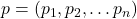 p=(p_1,p_2,…p_n)