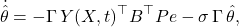 \[\dot{\hat\theta} = -\Gamma\, Y(X,t)^{\top} B^{\top} P e - \sigma\,\Gamma\,\hat\theta, \]