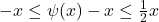 -x \leq \psi(x)-x \leq \frac{1}{2} x