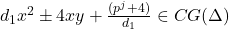 d_1 x^2\pm 4xy+\frac{(p^j+4)}{d_1}\in CG(\Delta)