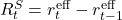 R_t^S = r_t^{\text{eff}} - r_{t-1}^{\text{eff}}