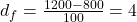 d_f = \frac {1200 - 800}{100} = 4
