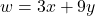 w = 3x + 9y
