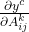\frac{\partial y^c}{\partial A_{ij}^k}