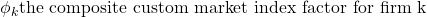\phi_k \text{the composite custom market index factor for firm k }