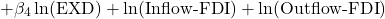 \[+ \beta_{4} \ln(\text{EXD}) + \ln(\text{Inflow-FDI}) + \ln(\text{Outflow-FDI})\]