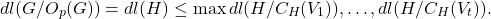 \[dl(G/O_p(G)) = dl(H) \leq \max{dl(H/C_H(V_1)), \ldots, dl(H/C_H(V_t))}.\]