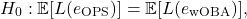 \[H_0: \mathbb{E}[L(e_{\text{OPS}})] = \mathbb{E}[L(e_{\text{wOBA}})],\]