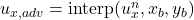u_{x, adv} = \text{interp}(u_x^n, x_b, y_b)