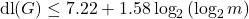 \[\textnormal{dl}(G) \le 7.22+1.58\log_2{(\log_2{m})}\]