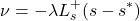 \[\nu = -\lambda L_s^+(s - s^*)\]