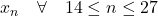 x_n \quad \forall \quad 14 \leq n \leq 27