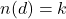 n(d) = k