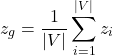 Rendered by QuickLaTeX.com \begin{equation*}z_g = \frac{1}{|V|} \sum_{i=1}^{|V|} z_i\end{equation*}
