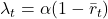 \lambda_t = \alpha(1 - \bar{r}_t)