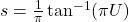 s = \frac{1}{\pi} \tan^{-1}(\pi U)