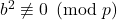b^2 \not\equiv 0 \pmod{p}