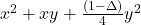 x^2 + xy + \frac{(1 - \Delta)}{4}y^2