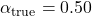 \alpha_{\text{true}} = 0.50