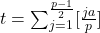 t=\sum_{j=1}^{\frac{p-1}{2}}[\frac{ja}{p}]