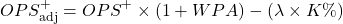 \[OPS^+_{\text{adj}} = OPS^+ \times (1 + WPA) - (\lambda \times K\%)\]