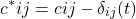 \[c^{*}{ij} = c{ij} - \delta_{ij}(t)\]