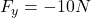 F_y=-10N