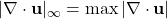 |\nabla \cdot \mathbf{u}|_\infty = \max |\nabla \cdot \mathbf{u}|