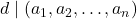 d \mid (a_1, a_2, \ldots, a_n)