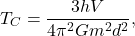 \begin{equation*} T_C=\frac{3hV}{4\pi^2Gm^2d^2},\end{equation*}