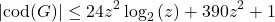 \[|\text{cod}(G)| \le 24z^2\log_2{(z)} + 390z^2+1\]