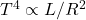 T^4 \propto L/R^2