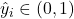 \hat{y}_i \in (0, 1)